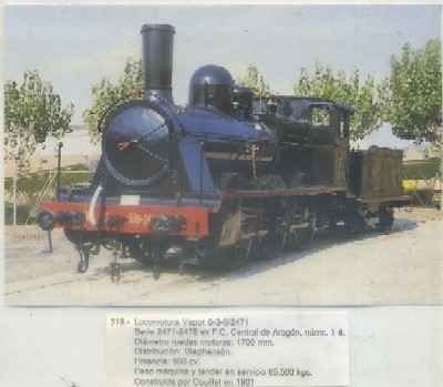 POSTAL DE TRENES Nº 319. LOC. VAPOR 0-3-0 / 2471. CONST. POR COUILLET EN 1901