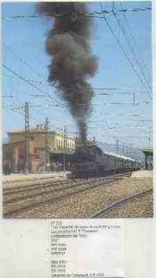 POSTAL DE TRENES Nº 353. TREN ESPECIAL DE VAPOR DE LA AZAF Y T. LOC. 242 T. - ESCATRON-