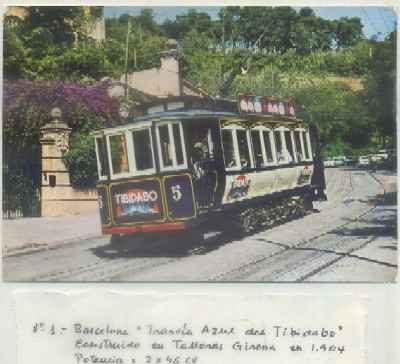 POSTAL DE TRENES. Nº 1BARCELONA. TRANVIA AZUL DEL TIBIDABO. COTXE SERIE 5 - 10