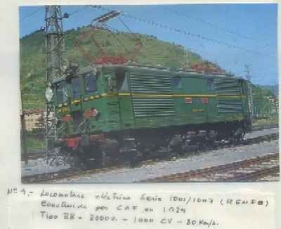 POSTAL DE TRENES. Nº 9. LOC. ELECT. SERIE 1001/1007. CONST. POR CAF EN 1929