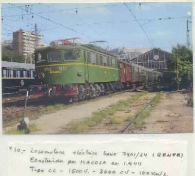 POSTAL DE TRENES. Nº 10. LOC. ELECT. SERIE 7401/24. CONST. POR MACOSA EN 1944