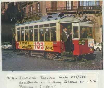 POSTAL DE TRENES. Nº 14. BARCELONA. TRANVIA SERIE 227/285. CONST. EN GIRONA 1914