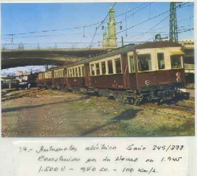 POSTAL DE TRENES. Nº 24. AUTOMOTOR ELECT. SERIE 349/378. CONST. LA NAVAL 1945