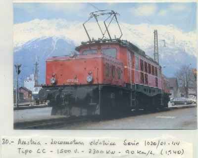 POSTAL DE TRENES. Nº 30. AUSTRIA. LOC. ELECT. SERIE 1020/01-44. TIPO CC