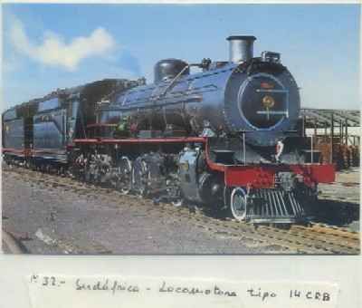 POSTAL DE TRENES. Nº 32. SUDAFRICA. LOCOMOTORA TIPO 14 CBR