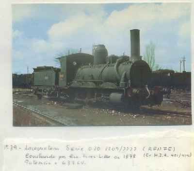 POSTAL DE TRENES. Nº 39. LOC. SERIE 030-2209/2222. CONST. CIA. FIVES LILLE EN 1878