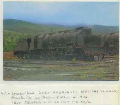 POSTAL DE TRENES. Nº 42. LOC. SERIE 4067/4094. CONST. BABCOCK & WILCOX EN 1947