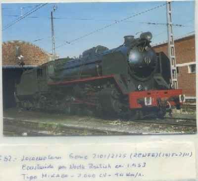 POSTAL DE TRENES. Nº 52. LOC. SERIE 2101/2125. CONST. POR NORTH BRITISH EN 1953