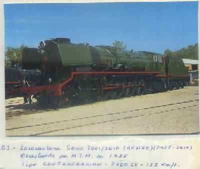 POSTAL DE TRENES. Nº 53. LOC. SERIE 2001/2010. CONST. POR M.T.M. EN 1955