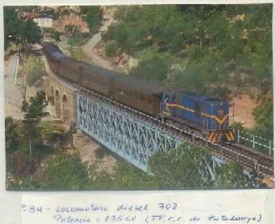POSTAL DE TRENES. Nº 54. LOC. DIESEL 702. FF.CC. DE CATALUNYA