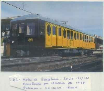 POSTAL DE TRENES. Nº 63. METRO DE BARCELONA. SERIE 121/132. CONST. POR MACOSA EN 1925