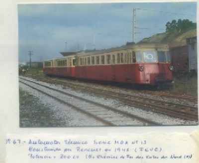 POSTAL DE TRENES. Nº 67. AUTOMOTOR ELECT. SERIE MDA. Nº 13. CONST. RENAULT EN 1948