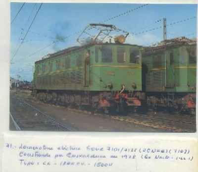 POSTAL DE TRENES. Nº 71. LOC. ELECT. SERIE 7101/7125. CONST. EUSKALDUNA EN 1928