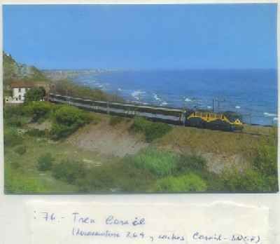 POSTAL DE TRENES. Nº 76. LOCOMOTORA 269 Y COCHES CORAID SNCF