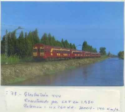 POSTAL DE TRENES. Nº 78. ELECTROTREN 444. CONST. POR CAF EN 1980