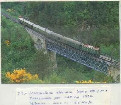POSTAL DE TRENES. Nº 87. LOC. ELECT. SERIE 001/007. CONST. POR CAF EN 1929