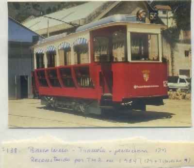 POSTAL DE TRENES. Nº 138. BARCELONA. TRANVIA - JARDINERA 129. CONST. TMB. 1984