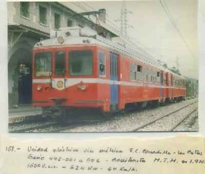 POSTAL DE TRENES. Nº 158. UNIDAD ELECT. SERIE 442-001 A 006. CONST. M.T.M. EN 1976
