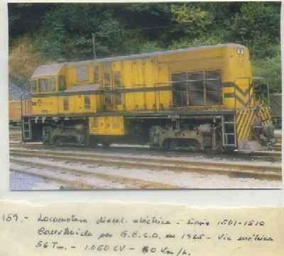 POSTAL DE TRENES. Nº 159. LOC. DIESEL ELECT. 1501-1510. CONST. POR G.E.C.O. EN 1965