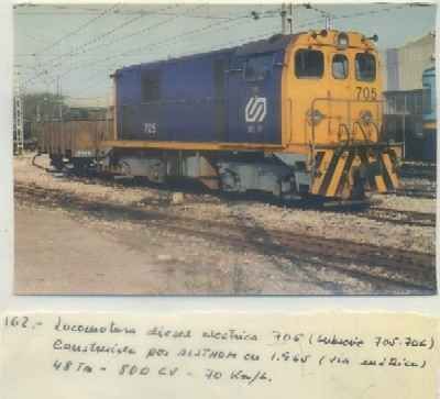 POSTAL DE TRENES. Nº 162. LOC. DIESEL ELECT. 705. CONST. POR ALSTHOM EN 1965