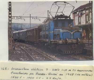 POSTAL DE TRENES. Nº 165. LOC. ELECT. 7. SERIE 1-10. CONST. POR BROWM BOVERI 1928