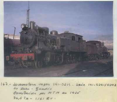 POSTAL DE TRENES. Nº 167. LOC. VAPOR 141-0219. CONST. POR M.T.M. EN 1925