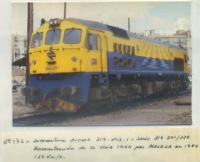POSTAL DE TRENES. Nº 176. LOC. DIESEL 319-205-1. RECONST. POR MACOSA EN 1984
