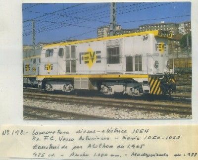 POSTAL DE TRENES. Nº 198. LOC. DIESEL ELECT. 1054. CONSTRUIDO POR ALSTHON EN 1965