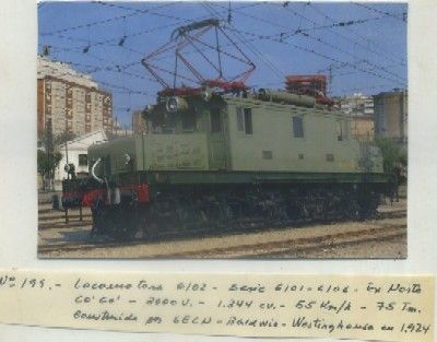 POSTAL DE TRENES. Nº 199. LOC. 6/02. SERIE 6101-6106. COCO. CONST. SECN-BARDWIN 1924