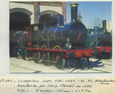 POSTAL DE TRENES. Nº 204. LOC. VAPOR 030-3269. CONST. POR SHARP STEWART EN 1885