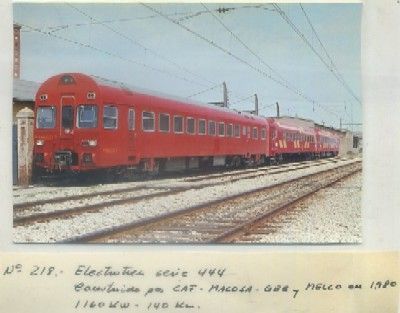 POSTAL DE TRENES. Nº 218. ELECTROTREN SERIE 444. CONST. POR CAF, MACOSA Y MELCO 1980