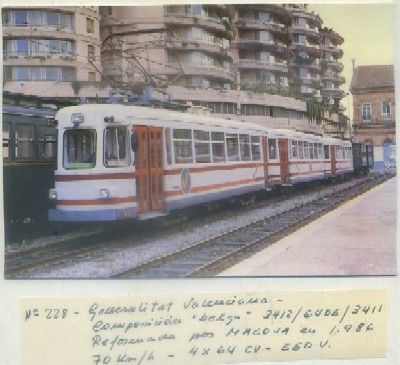 POSTAL DE TRENES. Nº 228. GENERALITAT VALENCIANA. CONST. POR MACOSA EN 1986