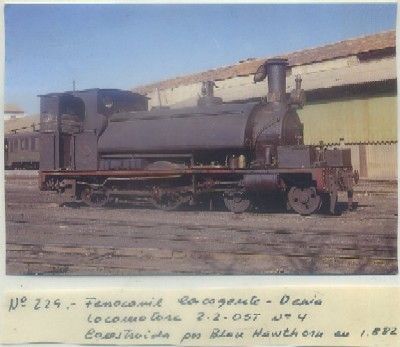 POSTAL DE TRENES. Nº 229. FF.CC. DENIA. LOC. 2-2-0ST. CONST. POR BLAK HAWTHON 1882