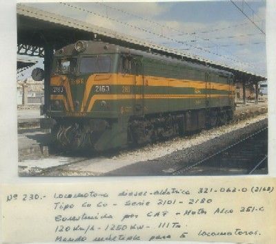 POSTAL DE TRENES. Nº 230. LOC. DIESEL ELECT. 321-063-0. TIPO COO. CONST. POR CAF Y ALCO