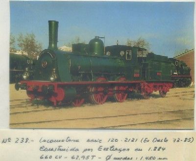 POSTAL DE TRENES. Nº 238. LOC. SERIE 120-2131. CONST. POR ESSLINGER EN 1884