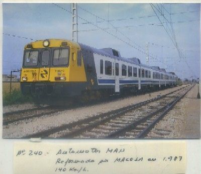 POSTAL DE TRENES. Nº 240. AUTOMOTOR MAN. REFORMADO POR MACOSA EN 1987