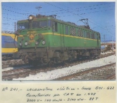 POSTAL DE TRENES. Nº 241. LOC. ELECT. SERIE 501-522. CONSTRUIDO POR CAF EN 1978