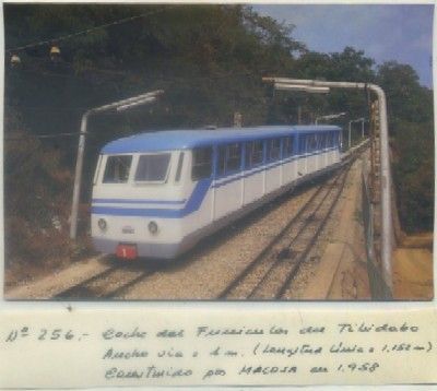 POSTAL DE TRENES. Nº 256. FUNICULAR DEL TIBIDABO. CONSTRUIDO POR MACOSA EN 1958