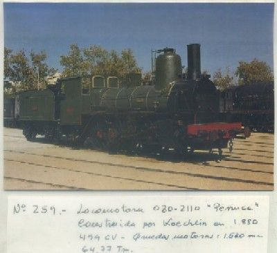 POSTAL DE TRENES. Nº 259. LOC. 030-2110. PERRUCA. CONSTRUIDO POR KOECHIN EN 1880