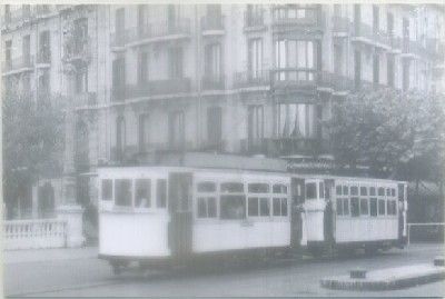 POSTAL DE TRENES. LOS TRANVIAS DE SAN SEBASTIAN. SERIE 1-50. AVDA. LIBERTAD AÑO 1946