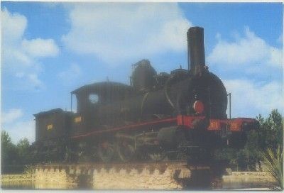 POSTAL DE TRENES. MONUMENTO AL FERROCARRIL. ALCAZAR DE SAN JUAN