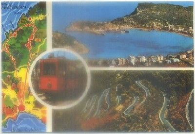 POSTAL DE TRENES. MALLORCA. RUTAS A SOLLER Y PTO.
