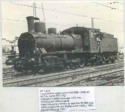 POSTAL DE TRENES Nº 4212. LOC. VAPOR SERIE 040/2351-2390. CONST. POR MAFFEI ENTRE 1903 Y 1905