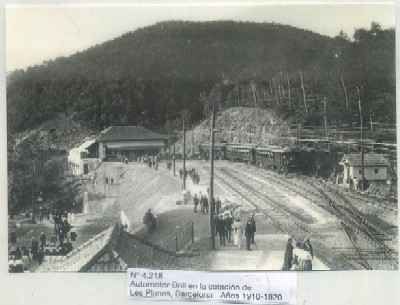 POSTAL DE TRENES Nº 4218. AUTOMOTOR BRILL. ESTACION DE LES PLANES BARCELONA AÑOS 1910-1920