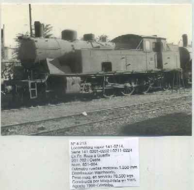 POSTAL DE TRENES Nº 4213. LOC. 141-0214. EX. FC. BAZA A GUADIZ. CONST. POR EL MAQUINISTA EN 1925