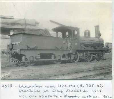 POSTAL DE TRENES Nº 4028. LOC. MZA-193. CONST. POR SHARP STEWART EN 1877