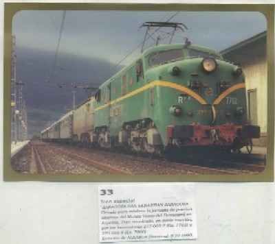 POSTAL DE TRENES Nº 33. TREN ESPECIAL ZARAGOZA-SAN SEBASTIAN. LOC. 277-002-2