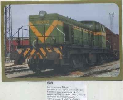 POSTAL DE TRENES Nº 68. LOCOMOTORA DIESEL 307-007-5. CONST. BRISSONNEAU & LOTZ EN 1963