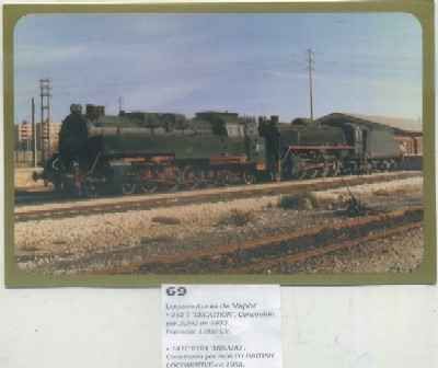 POSTAL DE TRENES Nº 69. LOCOMOTORA VAPOR 242-T ESCATRON. CONST. JUNG EN 1953