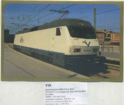 POSTAL DE TRENES Nº 70. LOC. ELECTRICA AVE 252-007-0. CONST. POR KRAUSS MAFFEI EN 1992